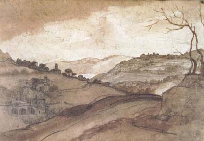 Landscape Pen drawing and wash (mk17), Claude Lorrain